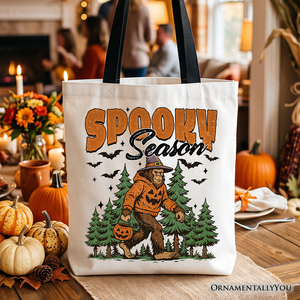 Spooky Season Bigfoot Tote Bag, Halloween Sasquatch Pumpkin Gift Shopper — view 1