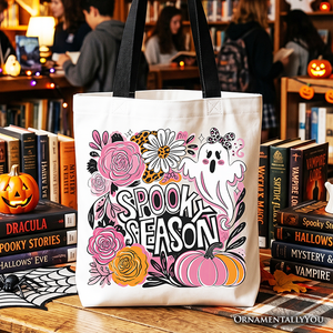 Spooky Teacher Neon Ghost Tote Bag, Retro Halloween Gift Shopper for Educators — view 1