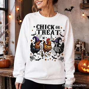 Chick or Treat Chicken Sweatshirt, Funny Farmhouse Halloween Sweate — view 1