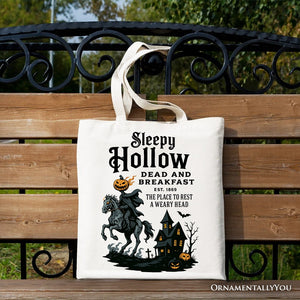 Headless Horseman Sleepy Hollow Halloween Canvas Tote Bag, Dead and Breakfast Retro Gift — view 4