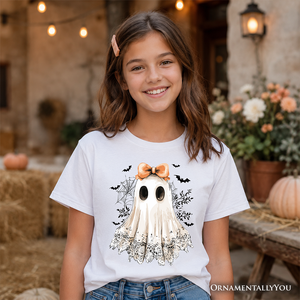Kids Coquette Ghost T-Shirt, Cute Halloween Tee for Youth Girls — view 4