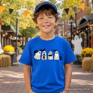Kids Ghosts and Cats Spooky T-Shirt, Whimsical Halloween Tee for Youth — view 4