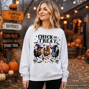 Chick or Treat Chicken Sweatshirt, Funny Farmhouse Halloween Sweate — view 4