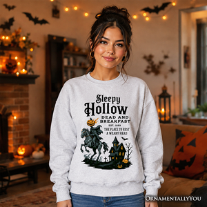 Headless Horseman Sleepy Hollow Halloween Light Sweatshirt, Dead and Breakfast Retro Sweater — view 4