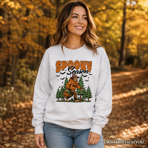Spooky Season Bigfoot Sweatshirt, Halloween Sasquatch Pumpkin Sweater — view 4