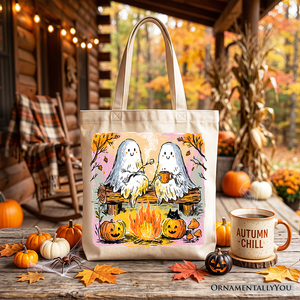 Cozy Campfire Ghosts Tote Bag, Fall Halloween Pumpkin Gift Shopper — view 4