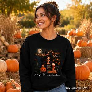 I'm Just Here for the Boos Witch Sweatshirt, Funny Halloween Party Sweater — view 4