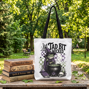 Tad Bit Wicked Frog Witch Tote Bag, Spooky Halloween Cauldron Gift Shopper — view 6