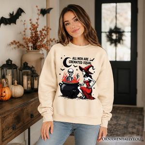 All Men Are Cremated Equal Halloween Sweatshirt, Funny Witch Sweater — view 5