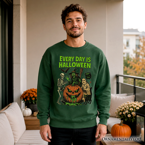 Every Day Is Halloween Sweatshirt, Vintage Pumpkin Witch Spooky Sweater for Eternal Spook Enthusiasts — view 5