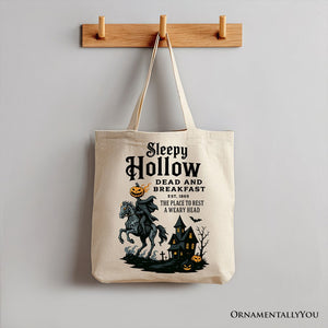 Headless Horseman Sleepy Hollow Halloween Canvas Tote Bag, Dead and Breakfast Retro Gift — view 1