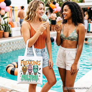 I’m Freaking Melting Frankenstein Tote Bag, Funny Ice Cream Halloween Gift Shopper for Summer Spooky Season — view 5