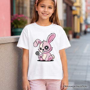 Kids Pink Zombies Bunny Cute T-Shirt, Cute Gothic Youth Halloween Tee — view 5