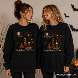 I'm Just Here for the Boos Witch Sweatshirt, Funny Halloween Party Sweater — view 5