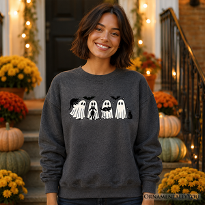 Ghosts and Cats Spooky Sweatshirt, Whimsical Halloween Sweater for Cozy Autumn Season — view 5