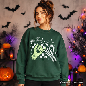 Monster Skeleton Pinky Promise Sweatshirt, Funny Spooky Halloween Sweater — view 5