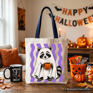 Ghost Costume Raccoon Tote Bag, Halloween Pumpkin Coffee Mug Gift Shopper — view 5