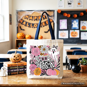 Spooky Teacher Neon Ghost Tote Bag, Retro Halloween Gift Shopper for Educators — view 5