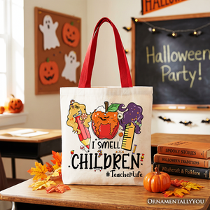I Smell Children Witch Teacher Life Tote Bag, Back To School Halloween Gift Shopper — view 5
