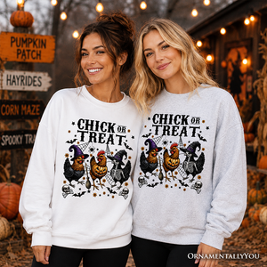 Chick or Treat Chicken Sweatshirt, Funny Farmhouse Halloween Sweate — view 5