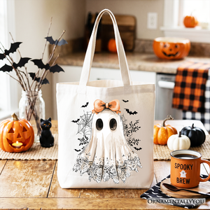 Coquette Ghost Tote Bag, Cute Halloween Gift Shopper for Girly Ghouls — view 5