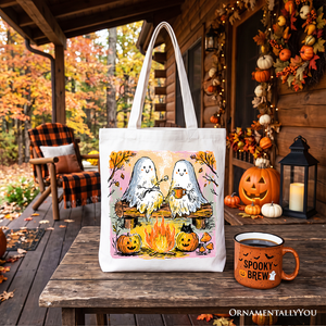 Cozy Campfire Ghosts Tote Bag, Fall Halloween Pumpkin Gift Shopper — view 5