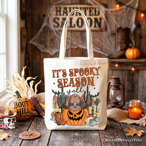 It's Spooky Season Y'all Tote Bag, Funny Western Halloween Gift Shopper for Pumpkin Cowboys — view 4