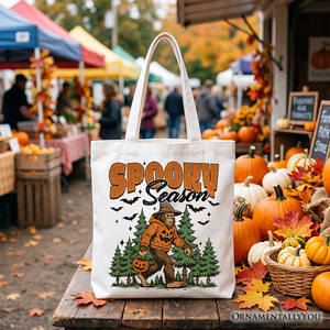 Spooky Season Bigfoot Tote Bag, Halloween Sasquatch Pumpkin Gift Shopper — view 4
