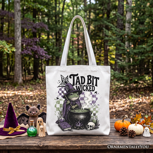 Tad Bit Wicked Frog Witch Tote Bag, Spooky Halloween Cauldron Gift Shopper — view 5