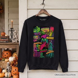 Horror Comic Classic Monsters Sweatshirt, Vintage Scary Halloween Sweater — view 7