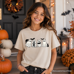 Kids Ghosts and Cats Spooky T-Shirt, Whimsical Halloween Tee for Youth — view 6