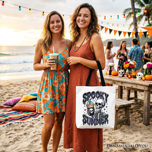 Spooky Summer Skeleton Tote Bag, Snarky Halloween Gift Shopper for Coffee and Horror Fanatics — view 6