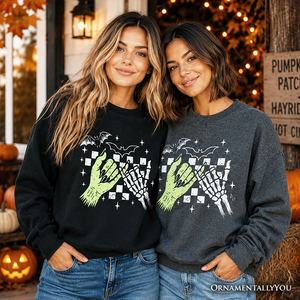 Monster Skeleton Pinky Promise Sweatshirt, Funny Spooky Halloween Sweater — view 6