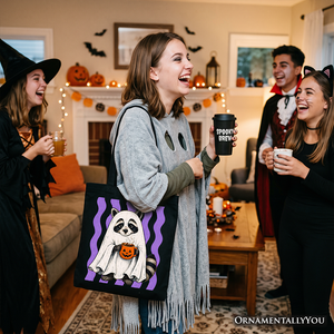 Ghost Costume Raccoon Tote Bag, Halloween Pumpkin Coffee Mug Gift Shopper — view 6