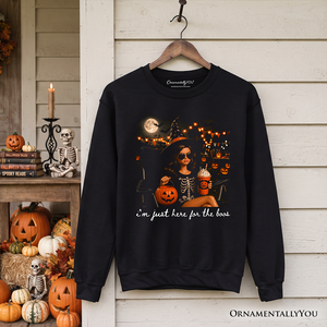 I'm Just Here for the Boos Witch Sweatshirt, Funny Halloween Party Sweater — view 6