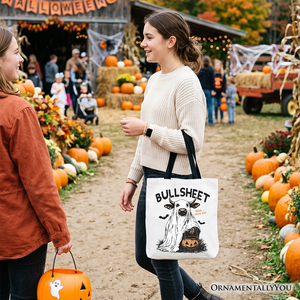 Bullsheet Halloween Bull Tote Bag, Hilarious Cow Gift Shopper for Trick-or-Treaters — view 6