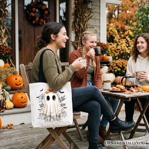 Coquette Ghost Tote Bag, Cute Halloween Gift Shopper for Girly Ghouls — view 6