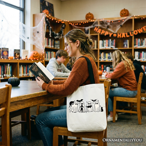 Cute Ghost Teacher Halloween Tote Bag, Retro Boo Spooky School Gift Shopper — view 6