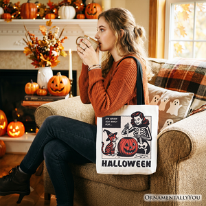 It's Never Too Early for Halloween Tote Bag, Funny Retro Gift Shopper for Sassy Women — view 6