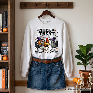 Chick or Treat Chicken Sweatshirt, Funny Farmhouse Halloween Sweate — view 6