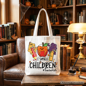 I Smell Children Witch Teacher Life Tote Bag, Back To School Halloween Gift Shopper — view 6