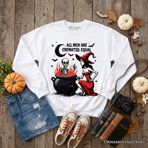 All Men Are Cremated Equal Halloween Sweatshirt, Funny Witch Sweater — view 8