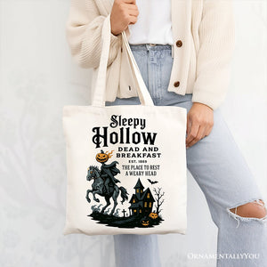Headless Horseman Sleepy Hollow Halloween Canvas Tote Bag, Dead and Breakfast Retro Gift — view 7