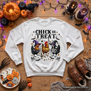 Chick or Treat Chicken Sweatshirt, Funny Farmhouse Halloween Sweate — view 7