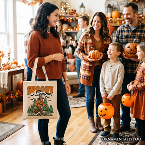 Spooky Season Bigfoot Tote Bag, Halloween Sasquatch Pumpkin Gift Shopper — view 7