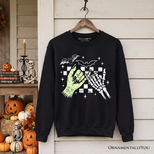 Monster Skeleton Pinky Promise Sweatshirt, Funny Spooky Halloween Sweater — view 7