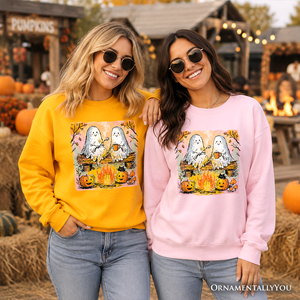Cozy Campfire Ghosts Sweatshirt, Fall Halloween Pumpkin Sweater — view 7
