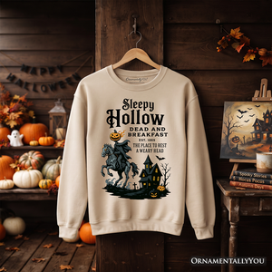 Headless Horseman Sleepy Hollow Halloween Light Sweatshirt, Dead and Breakfast Retro Sweater — view 7