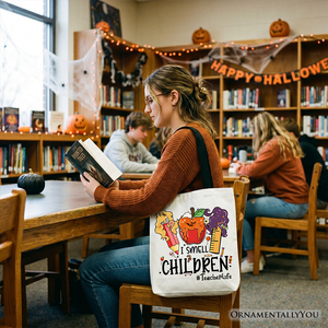 I Smell Children Witch Teacher Life Tote Bag, Back To School Halloween Gift Shopper — view 7