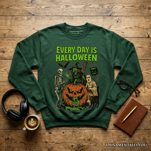 Every Day Is Halloween Sweatshirt, Vintage Pumpkin Witch Spooky Sweater for Eternal Spook Enthusiasts — view 9
